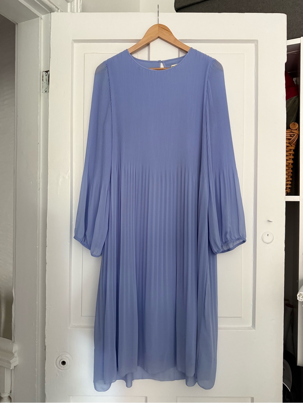Wilfred Periwinkle Pleated Long-Sleeve Dress